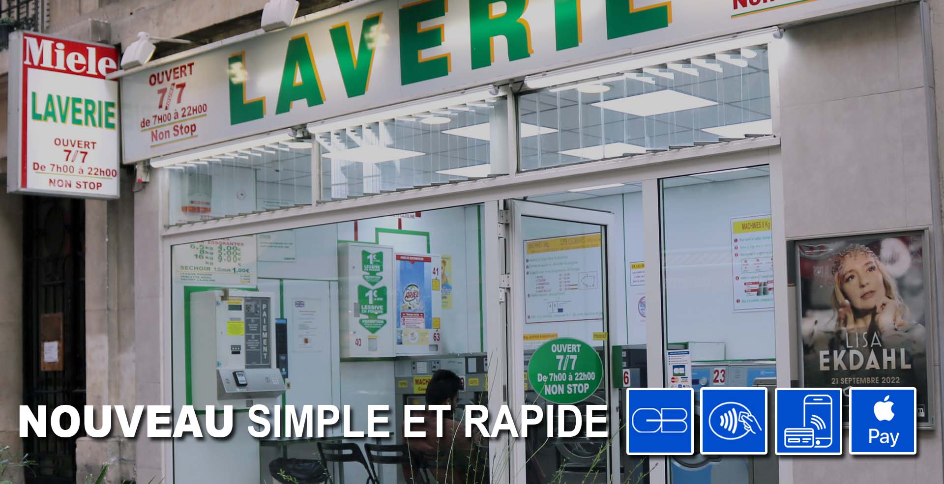 Laverie Automatique rue Eugène Jumin Paris 19, 13 Machines à laver et 8 séchoirs